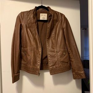 Brown faux-leather jacket